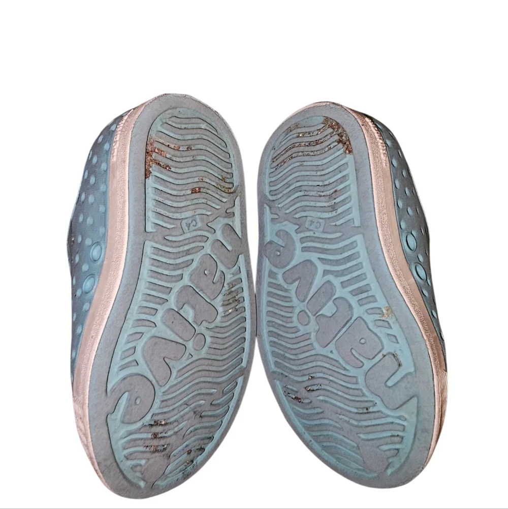 Native Kids Shoes - Light Blue and White